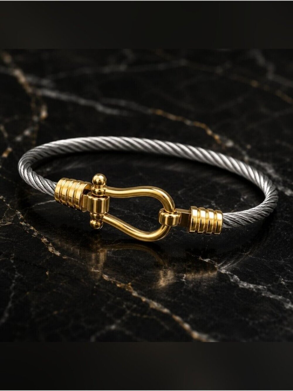 Twisted Cable Bracelet in Silver and Gold